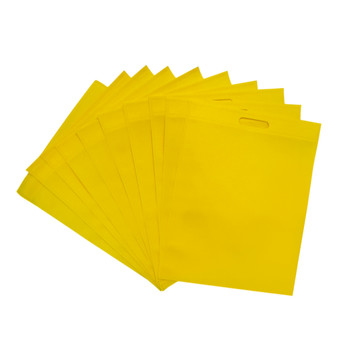 Pack of 25 Yellow Coloured 50x40cm Non-Woven Patch Handle Bags