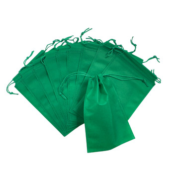 Pack of 25 Dark Green Coloured 25x16cm Non-Woven Drawstring Bags