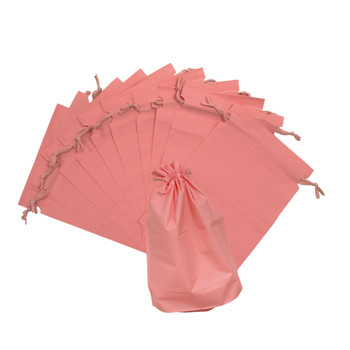 Pack of 25 Pink Coloured 21x29cm PEVA Frosted Drawstring Bags