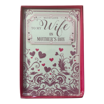 With Love To My Wife Classic Mini Pink Hearts Design Mother's Day Card