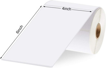 Roll of 500 White Self Adhesive Thermal Printer Labels 4" x 6" (10.16 x 15.24cm)