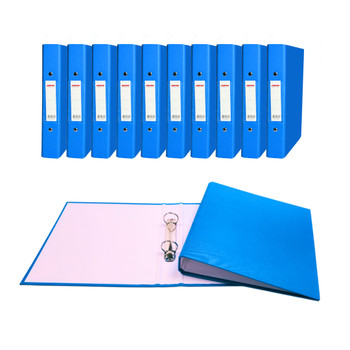 Pack of 10 A5 Light Blue Paper Over Board Ring Binders by Janrax