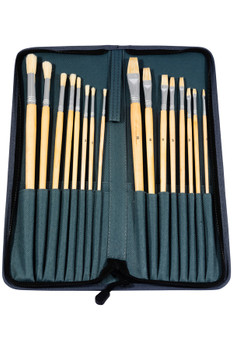 Set of 16 Oil Acrylic Paint Brushes With Zipper Case