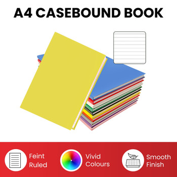 A4 160 Pages 8mm Ruled Green Casebound Notebook