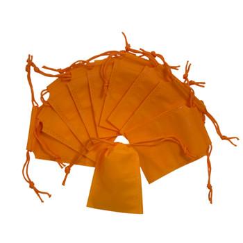 Pack of 25 Orange Coloured 12x9cm Non-Woven Drawstring Bags
