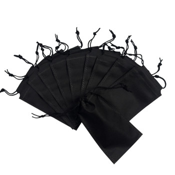 Pack of 25 Black Coloured 48x39cm Non-Woven Drawstring Bags
