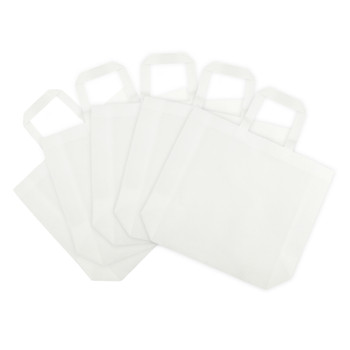 Pack of 25 White Coloured 35x25x10cm Non-Woven Bags with Handle
