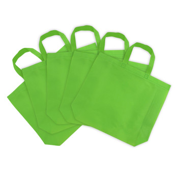 Pack of 25 Light Green Coloured 35x25x10cm Non-Woven Bags with Handle