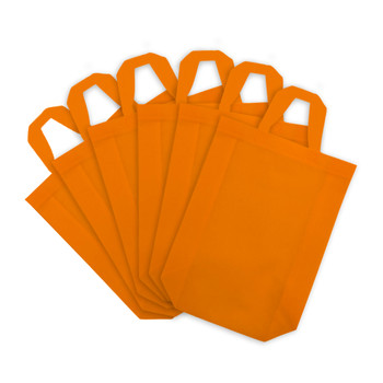Pack of 25 Orange Coloured 25x35x10cm Non-Woven Bags with Handle