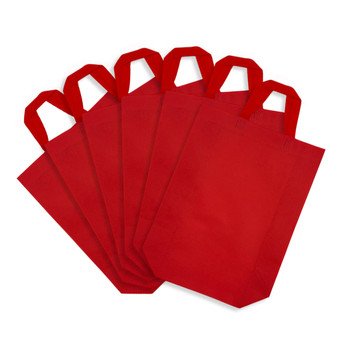 Pack of 25 Red Coloured 30x38x10cm Non-Woven Bags with Handle