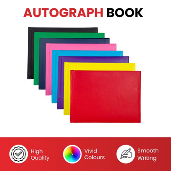 100 Pages Plain Cover Navy Blue Autograph Book – School Leavers Signature, End of Term Memory Book