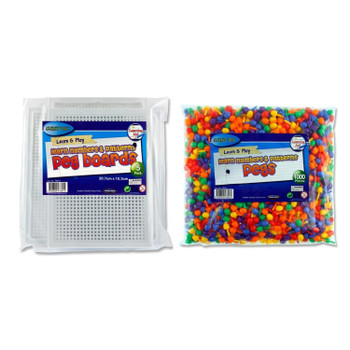 Pack of 5 207x153mm Peg Boards with 1000 Coloured Pegs by Cleaver Kidz