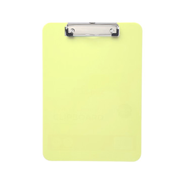 A4 Pastel Yellow Plastic Clipboard with Metal Clip and Round Corner