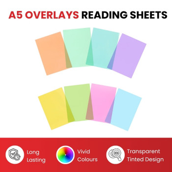 Pack of 8 A5 Plain Green Dyslexia Overlay Reading Sheets – PET Material, Rounded Corners