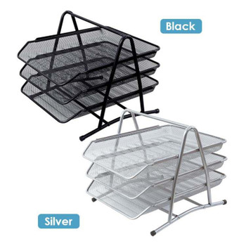 Silver Office Mesh Tray For Organizer 35 × 30 × 27cm