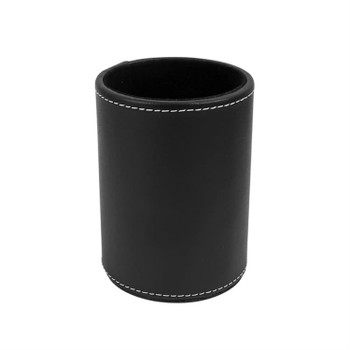Black PU Leather Pencil Cup for Desktop Stationery Organizer 8 x 11cm
