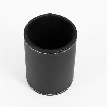 Black PU Leather Pencil Cup for Desktop Stationery Organizer 8 x 11cm