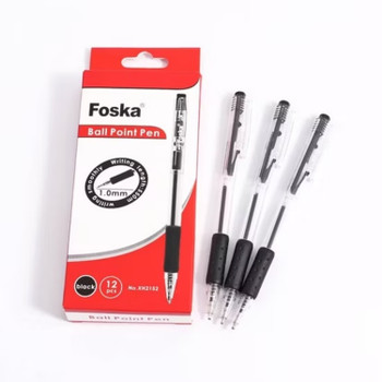 Pack of 12 Retractable Design Rolling Black Ball Pens