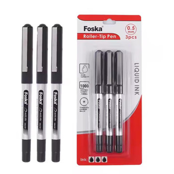 Pack of 3 0.5mm Bullet Tip Roller Tip Black Pens