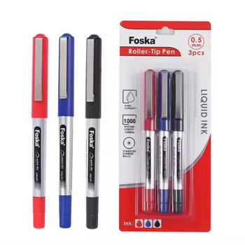 Pack of 3 Assorted Colours 0.5mm Bullet Tip Roller Tip Pens