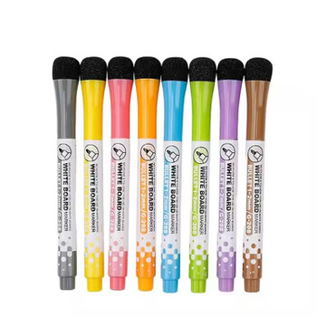 Pack of 8 Magnetic Whiteboard Marker Pens With Built‑In Magnet & Eraser