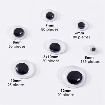 Pack of 500 Pieces Assorted Size Self-Adhesive Googly Wiggle Eyes