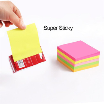 Pack of 400 Sheets Easy To Post Neon Sticky Notes Memo Pads 75x75mm