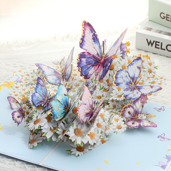 Flower & Butterfly Blue 3D Pop Up Greeting Card