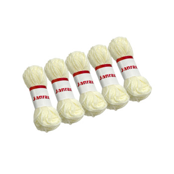 Pack of 5 Off White Acrylic Yarn Rolls – 10g each, 4 Strand 8 Ply Knitting Wool