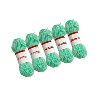 Pack of 5 Pastel Green Acrylic Yarn Rolls – 10g each, 4 Strand 8 Ply Knitting Wool