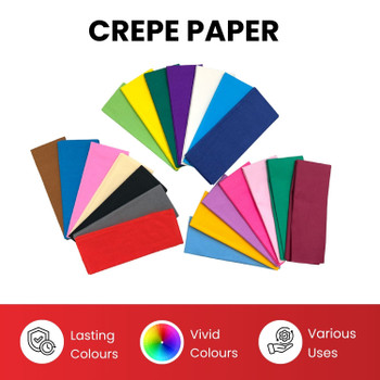 White Crepe Paper Sheet 50cm x 2m 17GSM 35% Stretch Craft Paper