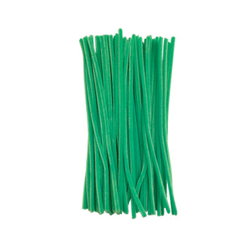 Pack of 50 Green Coloured Pipe Cleaners 30cm x 6mm Craft Chenille Stems