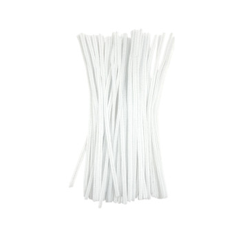 Pack of 50 White Coloured Pipe Cleaners 30cm x 6mm Craft Chenille Stems