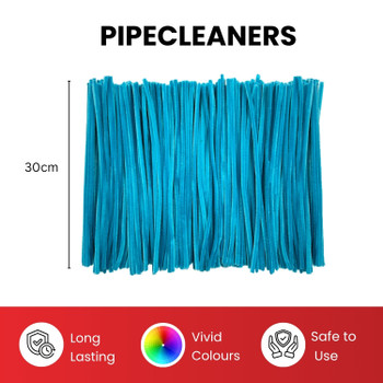 Pack of 50 Pastel Blue Coloured Pipe Cleaners 30cm x 6mm Craft Chenille Stems