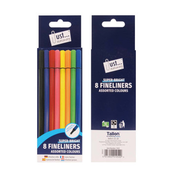 Pack of 8 Assorted Coloured Fineliners