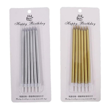 Pack of 12 Golden and Silver Smokeless Birthday Cake Candles