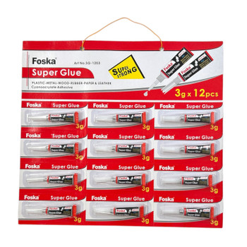 Pack of 12 Extremely Strong Clear Liquid Super Glue 3ml