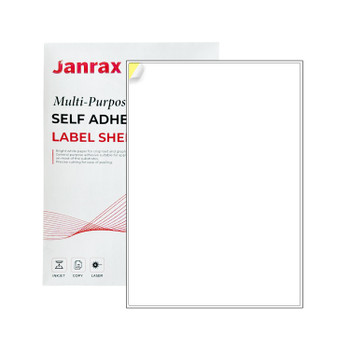 Pack of 100 White 210x290mm Self Adhesive Labels (1 Label per A4 Sheet)