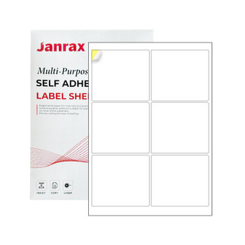 Pack of 600 White 100x94mm Self Adhesive Labels (6 Labels per A4 Sheet)