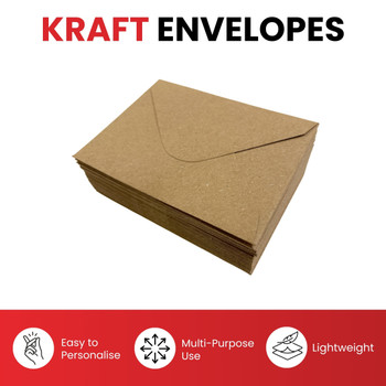 Pack of 50 Eco Kraft Recycled 110gsm 81x111mm Gummed Envelopes