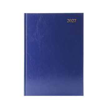 2027 A4 2 Pages Per Day Blue Desk Diary KF2A4BU27
