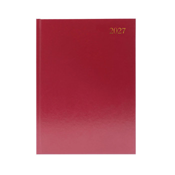 2027 A4 2 Days Per Page Burgundy Desk Diary KFA42BG27