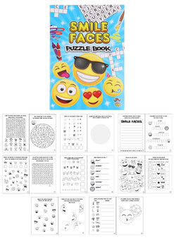 Pack of 48 Mini Yellow Smile Face Puzzle Books (10cm x 14.5cm)