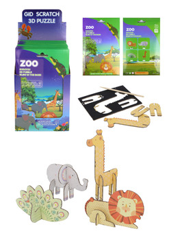 Zoo Animal Magic Colour Scratch 3D Puzzle (Glow In The Dark)