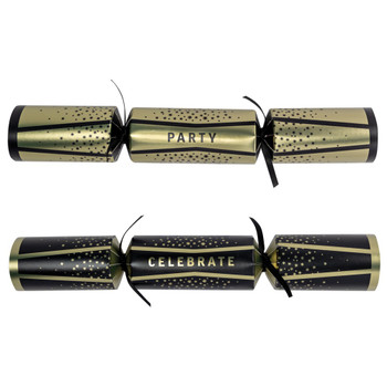 Pack of 50 12" Gold & Black Christmas Dinner Crackers