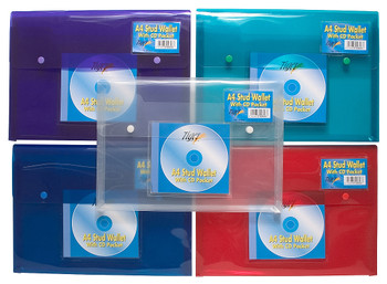 5 x A4 2 Stud Wallet+CD Pkt Assrtd