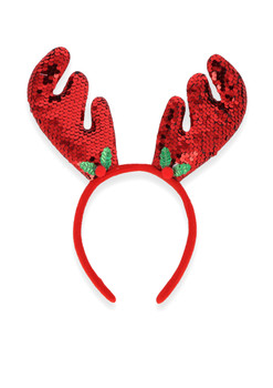 Two Tone Sequin Reindeer Antler Christmas Headband (20cm x 25cm)