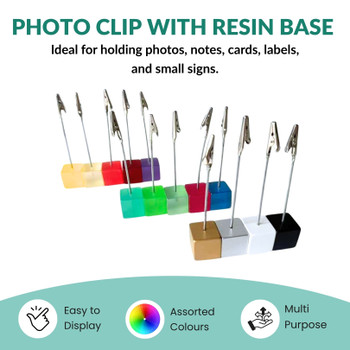 Photo Holder Clip with Square Gold Coloured Resin Base