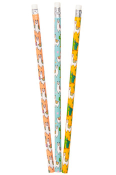 Pack of 12 Alpaca Design Pencils with Eraser