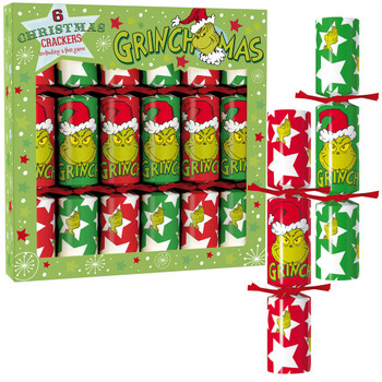 Pack of 6 12" Grinch Christmas Dinner Crackers